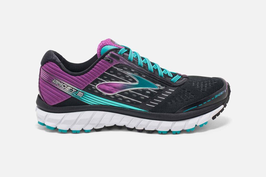 Brooks Ghost 9 Womens Australia - Road Running Shoes - Black/Purple (561-JSHDT)